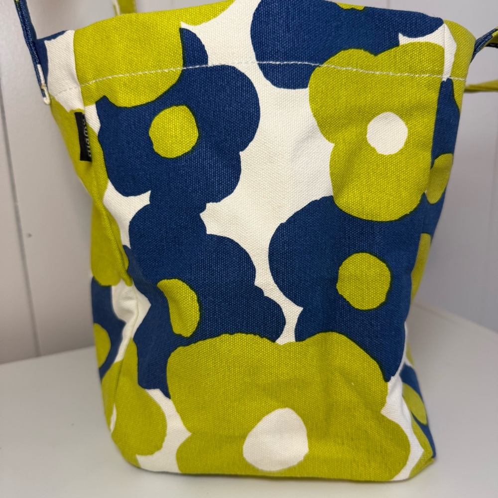 Maika Floral Canvas Tote Blue&Green boho Artsy bag purse recycled, eco-friendly - Picture 5 of 15